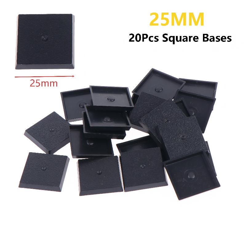 Model Figure Base - 20 bases miniatures carrées en plastique
